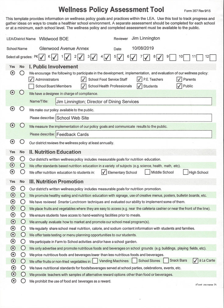 Wellness Policy Assessment Tool  